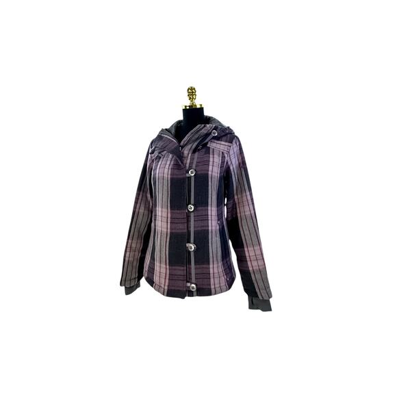 Columbia Women's Black Maroon Plaid Wool Blend Jacket - S - Picture 3 of 10